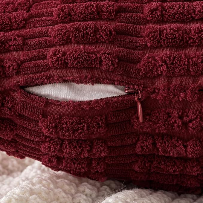MIULEE Pack of 2 Christmas Burgundy Corduroy Decorative Pillow Covers 12x12 - Image 5