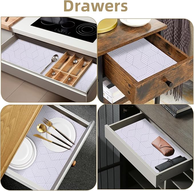 Shelf Liners for Kitchen Cabinets Non Adhesive Shelf Liner Paper Non-Slip - Image 5