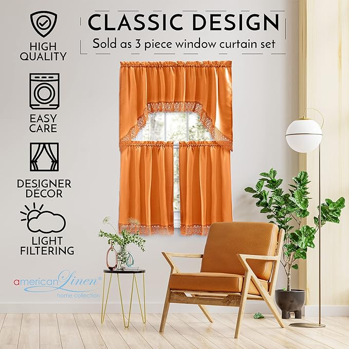 American Linen Café Curtains for Kitchen, Bathroom Curtains - Image 5