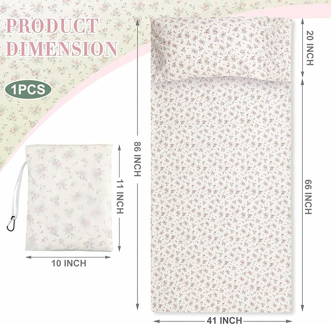 Sleeping Bag Liner 100% Cotton for Women Adult, 86 x 41 Pastoral Floral Cotton - Image 2