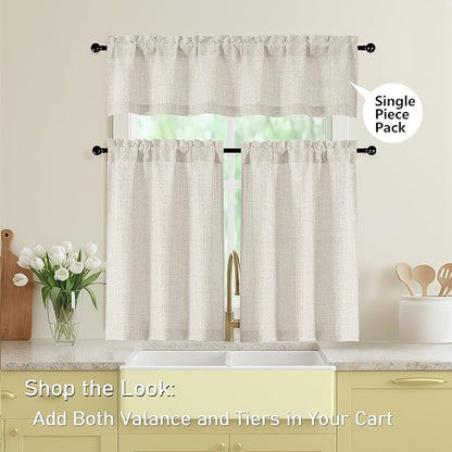 Natural Kitchen Curtains 30 Inch Length 2 Panels, Light Filtering Farmhouse - Image 5