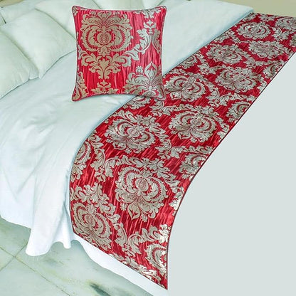 The HomeCentric Red Bed Runner for King/Queen/Twin Jacquard Decorative Bed - Image 2