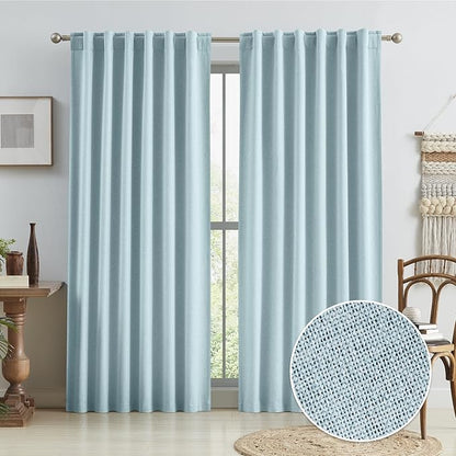 Full Shading Blackout Linen Curtains Set 96 inch Drap, Pair of Energy Smart by KEQIAOSUOCAI
