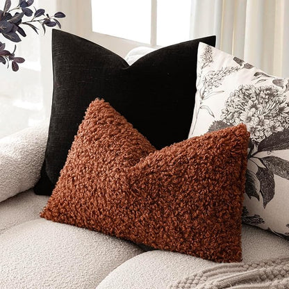 Foindtower Set of 2 Curly Teddy Wool Pillow Covers Decorative Boucle Textured - Image 5
