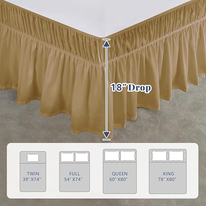 Queen Bed Skirt, Elastic Wrap Around Bed Skirt Queen Size, Bed Skirts - Image 2