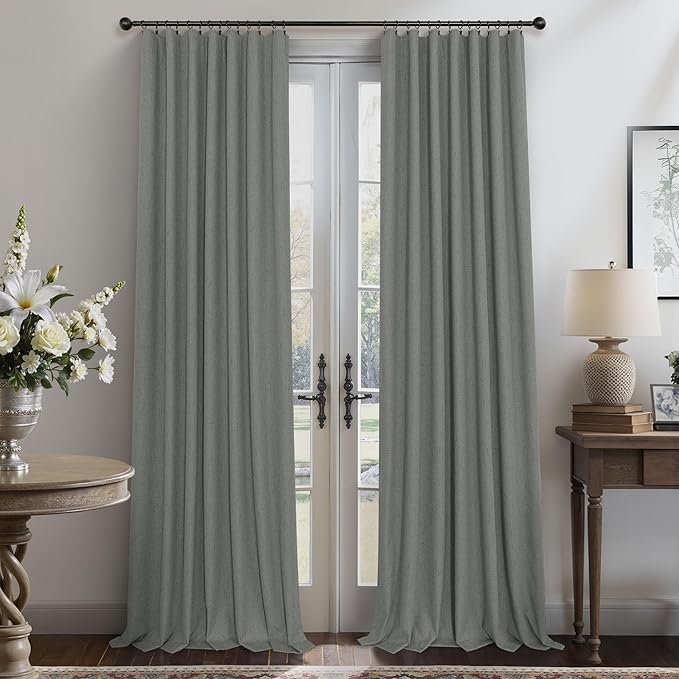 Office Curtains for Windows 102 Inches Long 2 Panel Set Blackout Back Tab - Image 9