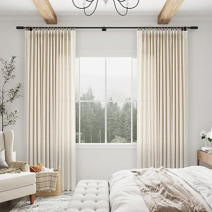 Natural Pinch Pleat Linen Curtains 108 Inch Length 2 Panels Set - Image 9