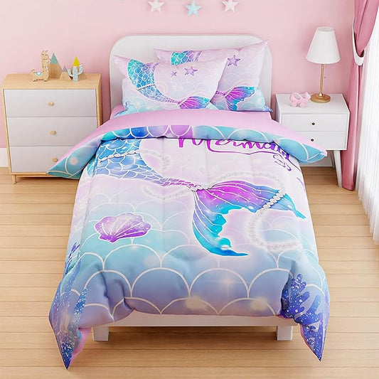 SANDJEST Mermaid Duvet Cover Sets Twin Size by SANDJEST