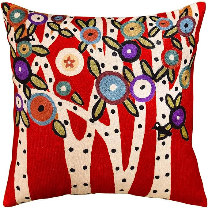 Red Tree of Life Throw Pillow Cover Karla Gerard Floral Pillowcase Reds Flower by Kashmir+Designs