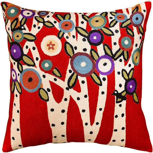 Red Tree of Life Throw Pillow Cover Karla Gerard Floral Pillowcase Reds Flower by Kashmir+Designs
