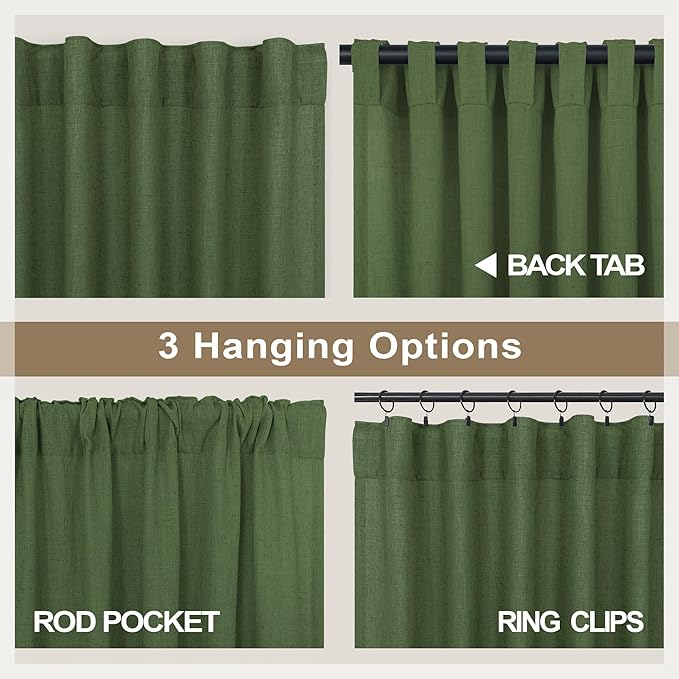 Pitalk Olive Green Curtains 90 Inch Length - Image 4