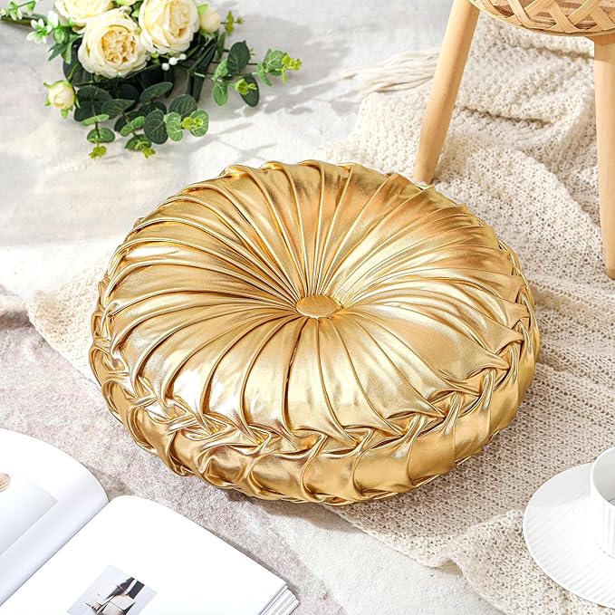 1 Pcs Round Throw Pillows Decorative Polyester Pleated Throw Pillows 15'' - Image 5