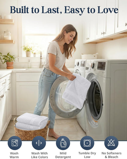 lane linen bath towel set 100% cotton 16, front angle view