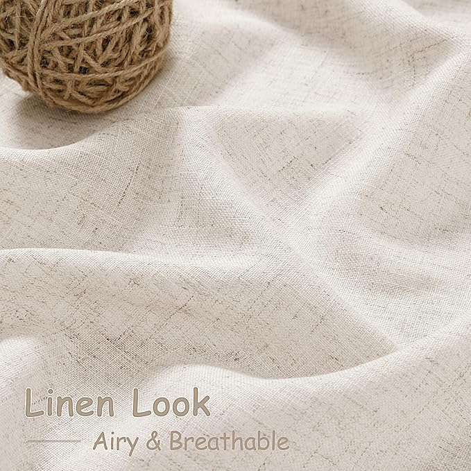 Beige Linen Curtains 63 Inches Long - Image 5