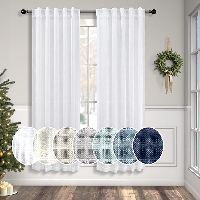Pitalk White Curtains 38 Inch Wide by Pitalk