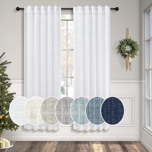 Pitalk White Curtains 38 Inch Wide by Pitalk