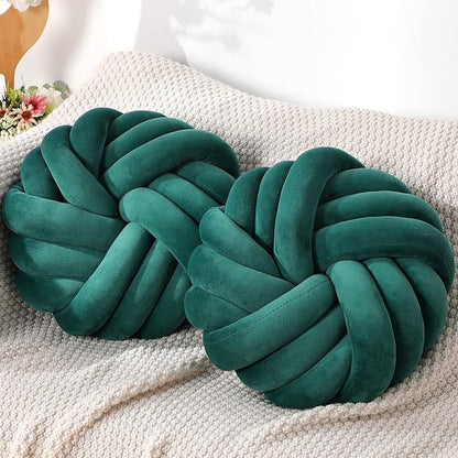 Fumete 2 Pcs 14 Inches Knot Pillow Round Throw Soft Plush Knot Ball Pillow by Fumete