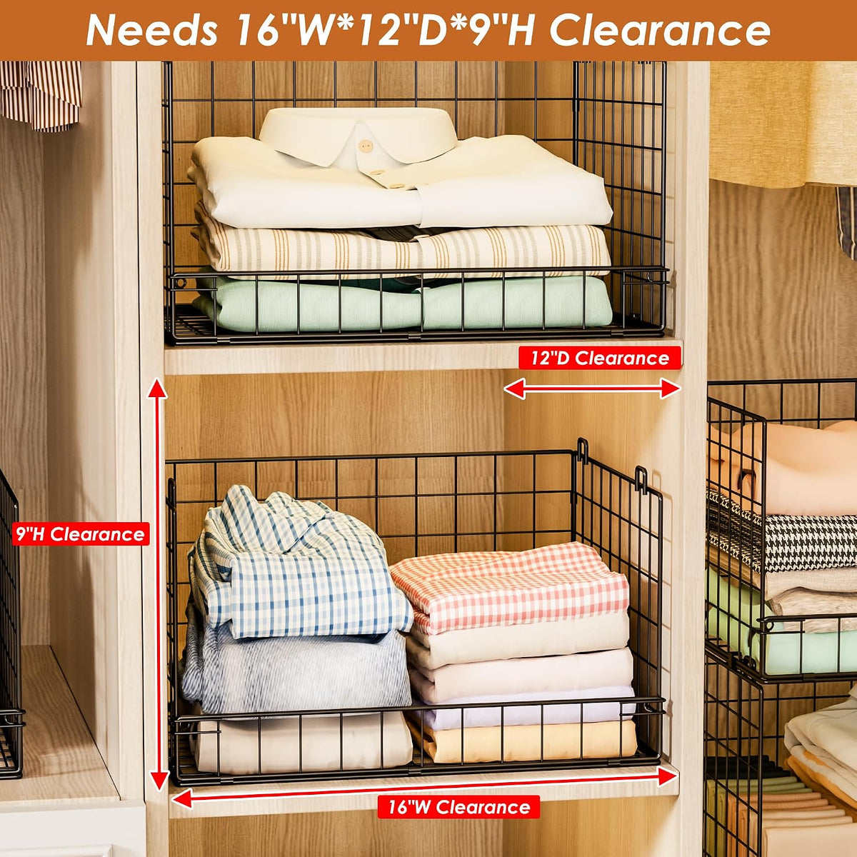 yociyoga 4-tier stackable closet organizers and storage shelves, close-up detail