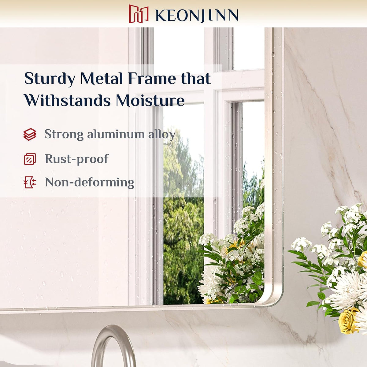 keonjinn 20 x 30 inch brushed nickel bathroom on a desk or shelf