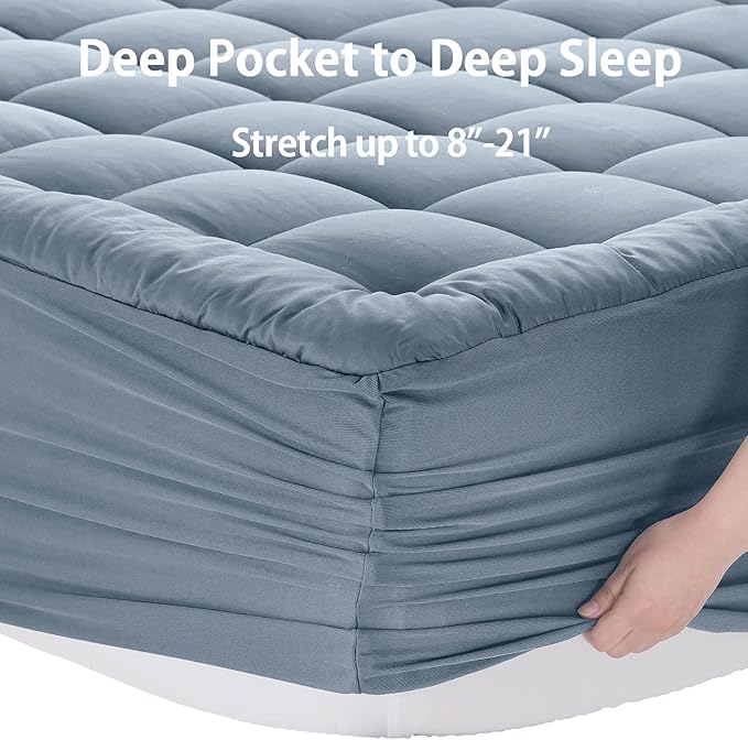 EASELAND Queen Size Mattress Pad Pillow Top Mattress Cover Quilted Fitted - Image 5