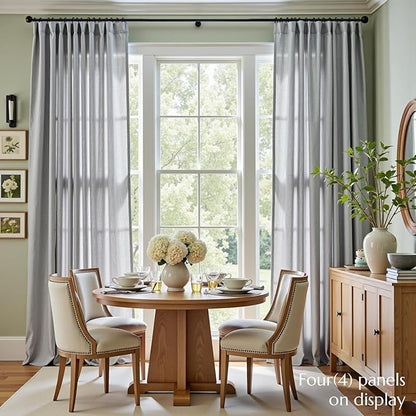 jinchan Grey Linen Blend Curtains 96 inch Length 2 Panels - Image 2