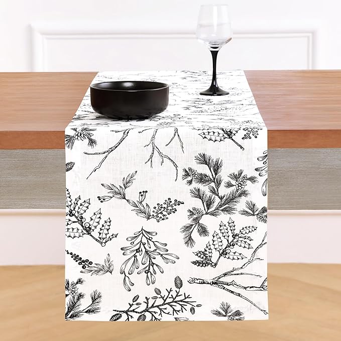 Solino Home 100% Pure Linen Christmas Table Runner 108 Inch Long by SolinoHome