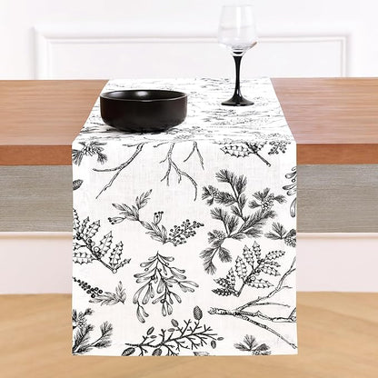 Solino Home 100% Pure Linen Christmas Table Runner 108 Inch Long by SolinoHome