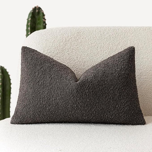 Foindtower Textured Boucle Throw Pillow Covers Accent Solid Lumbar Pillow Cases by Foindtower