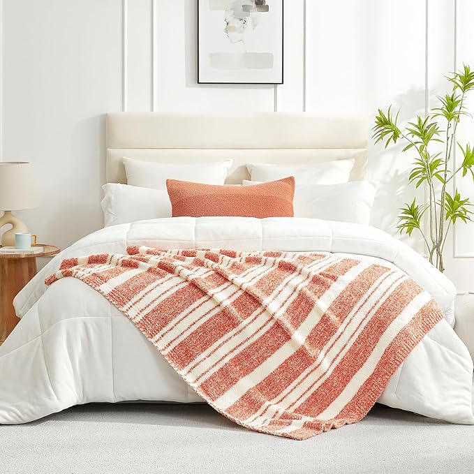 Snuggle Sac Orange Bedding Blanket Ultra Soft Microfiber, Warm Cozy Knit - Image 6