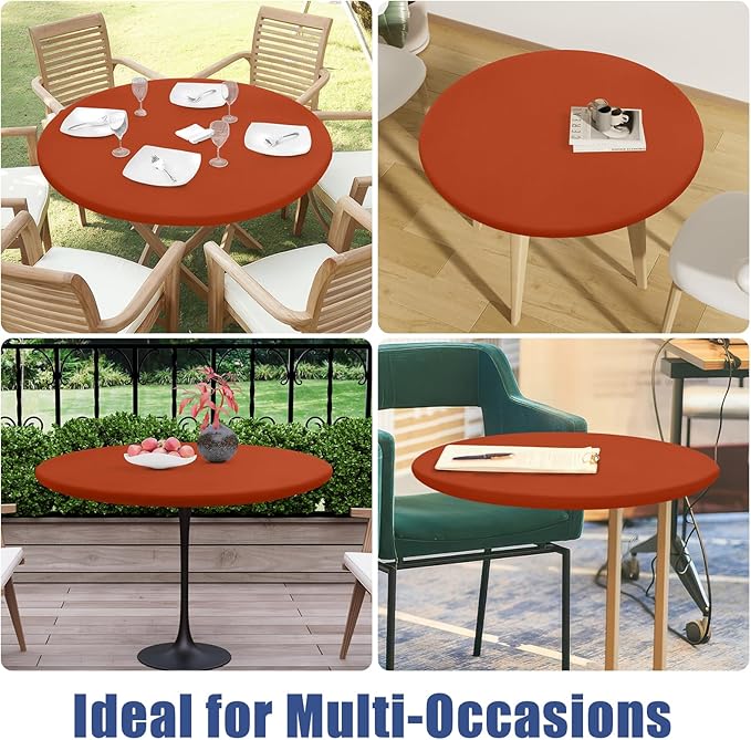 Round Spandex Thanksgiving Tablecloth, Elastic Fitted Waterproof Tablecloths - Image 9