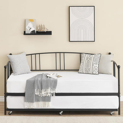 idealhouse twin daybed with trundle, metal twin size showing dimensions
