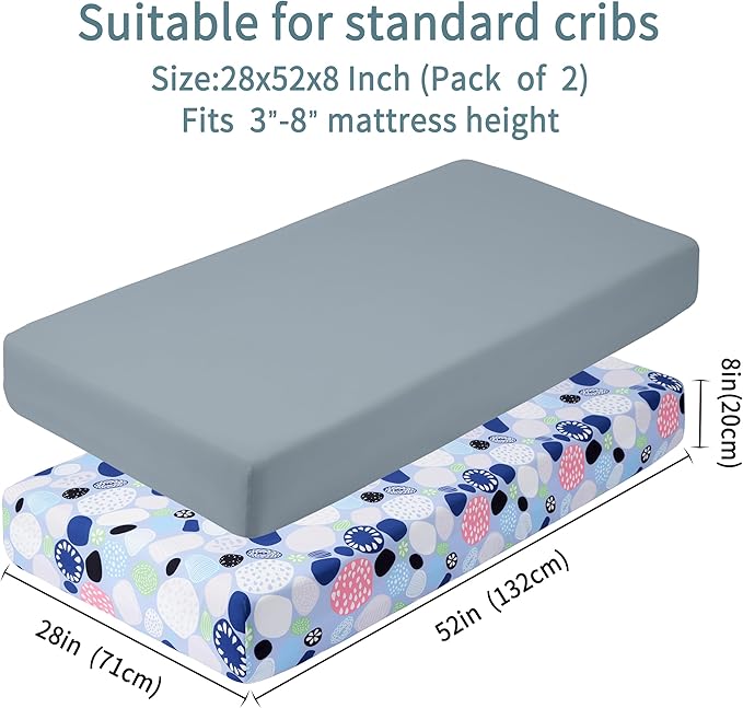 Baby Crib Sheets for Boys Girls, 2 Pack Fitted Crib Sheet for Standard Crib and - Image 4