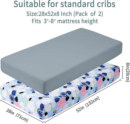 Baby Crib Sheets for Boys Girls, 2 Pack Fitted Crib Sheet for Standard Crib and - Image 4