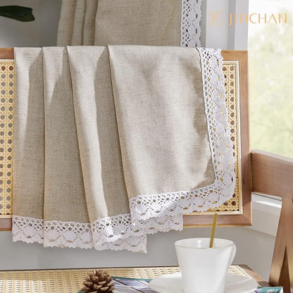 jinchan Linen Curtains for Living Room Bedroom Light Filtering Semi Sheer - Image 8