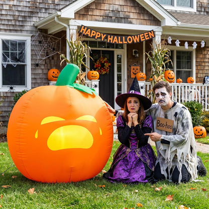 5FT Halloween Inflatables Outdoor Decorations with Projector Face and Music