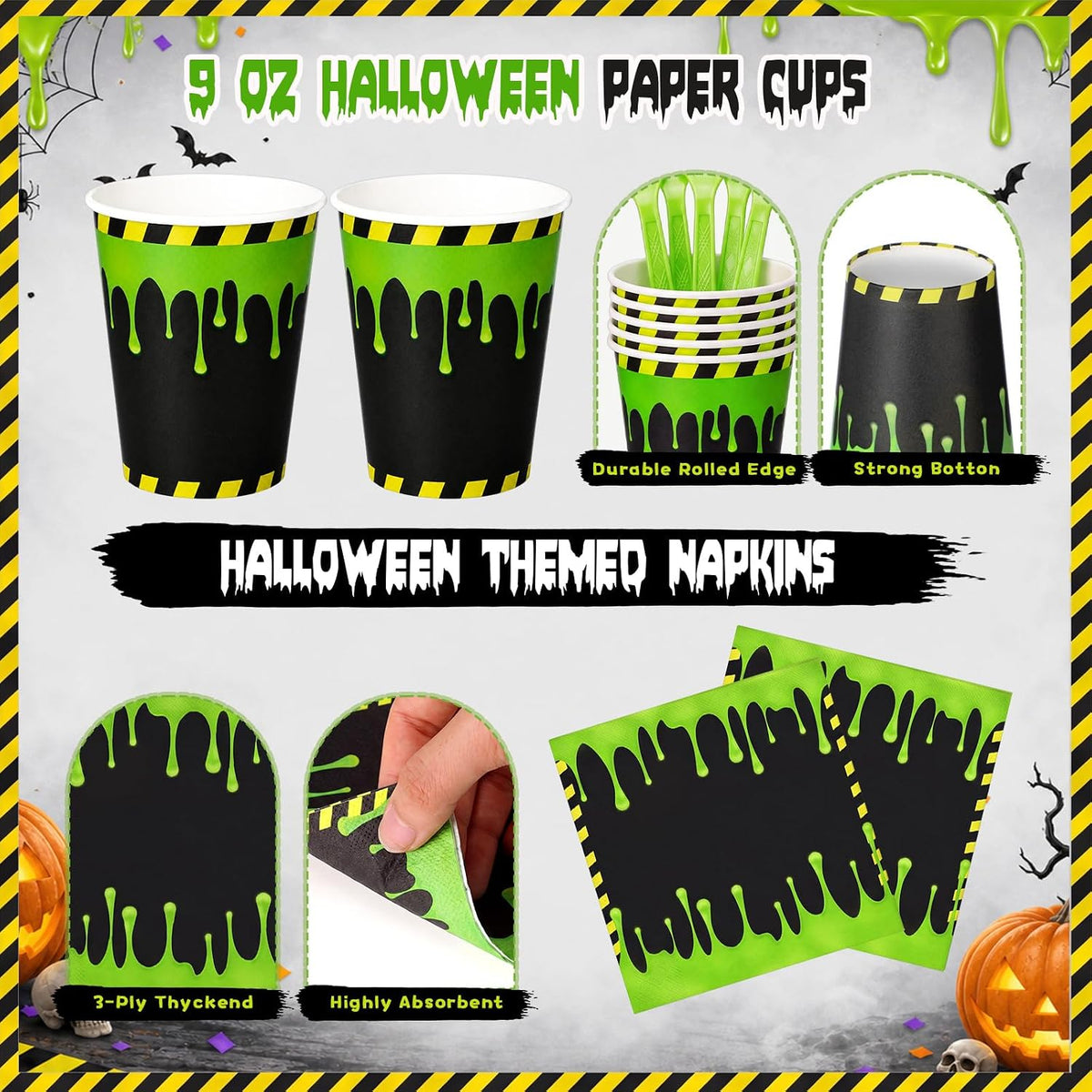 Honeydak 210 Pcs Halloween Ghost Party Supplies for 30 Guests