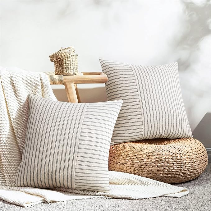 Farmhouse Pillow Covers 20x20, Modern Accent Square Throw Pillow Covers Set of 2 - Image 2