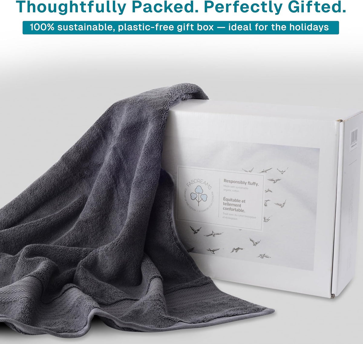 fabdreams 100% organic cotton bath towel set of on a desk or shelf