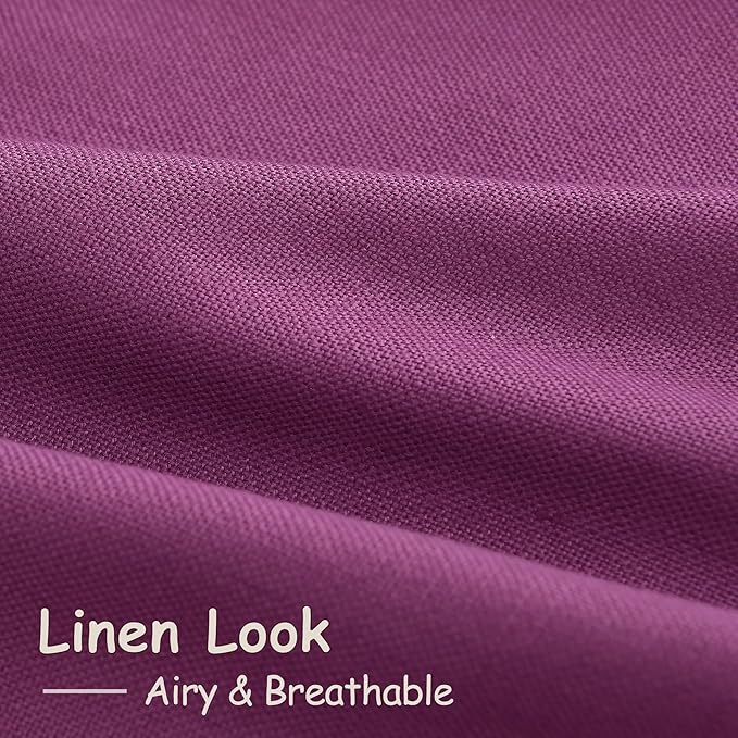 Nanspring Grape Purple Linen Curtains 96 Inch Long 2 Panels Set - Image 5