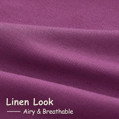 Nanspring Grape Purple Linen Curtains 96 Inch Long 2 Panels Set - Image 5