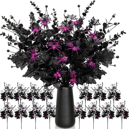 Giegxin 15 Pcs Halloween Floral Picks Artificial Flowers Stems Decorations