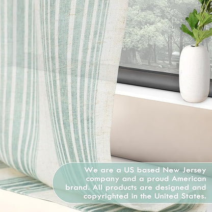 DriftAway Farmhouse Vertical Striped Linen Blend Textured Light Filtering Semi - Image 5