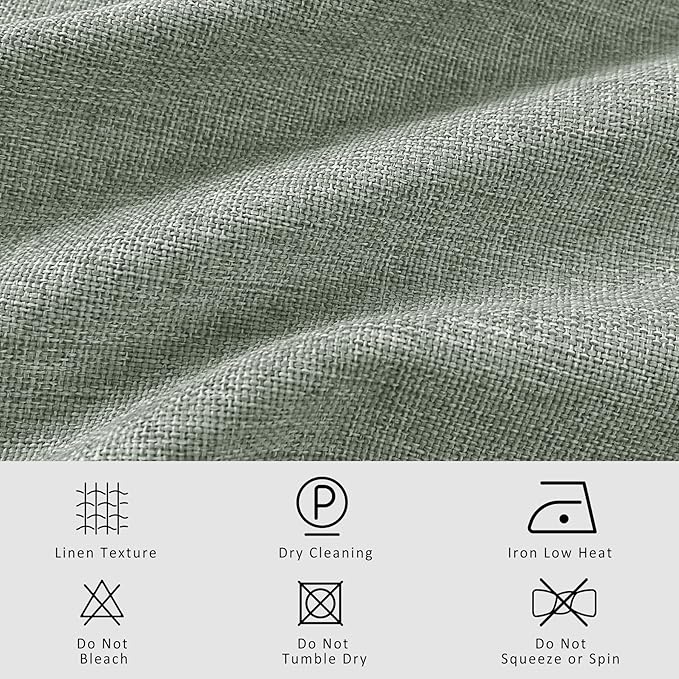 Macochico Fog Green 100% Blackout Linen Curtains 96 Inches Long Pinch Pleated - Image 5