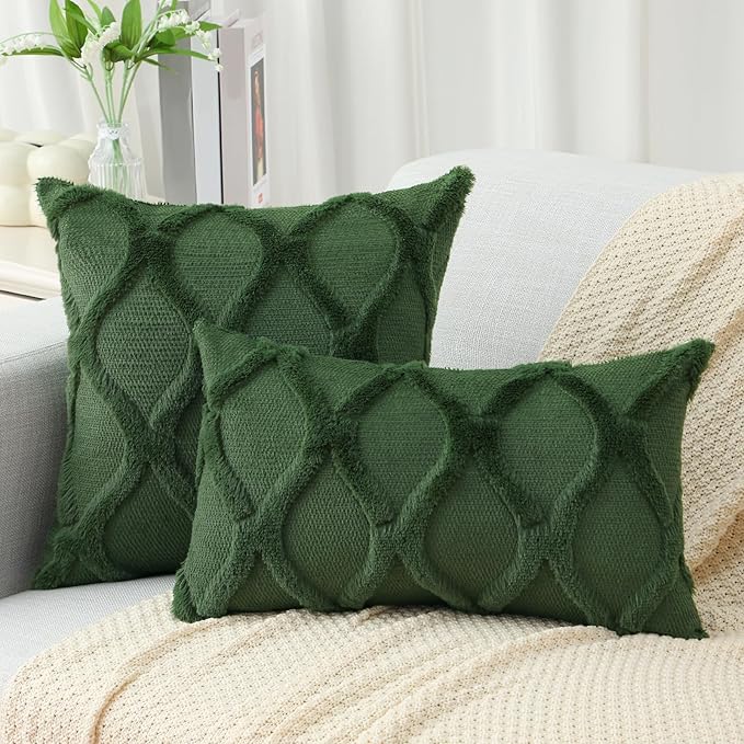 decorUhome Christmas Throw Pillow Covers 18x18 Inch Set of 2, Soft Plush Faux - Image 4
