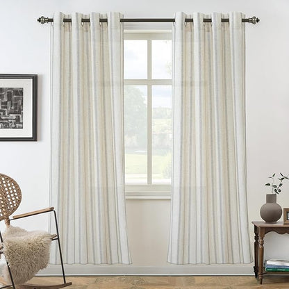 DriftAway Farmhouse Vertical Striped Linen Blend Textured Light Filtering Semi by DriftAway