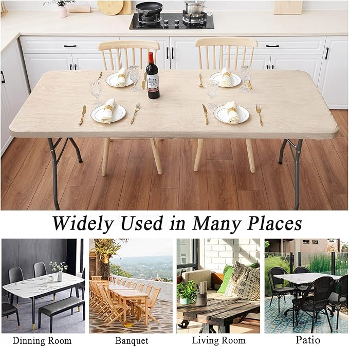 Smiry Rectangle Picnic Tablecloth, Waterproof Elastic Fitted Table Covers - Image 9