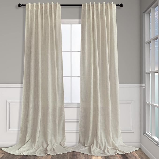 Pitalk Flax Linen Curtains 5 FT Wide by 84 Inches Long by Pitalk