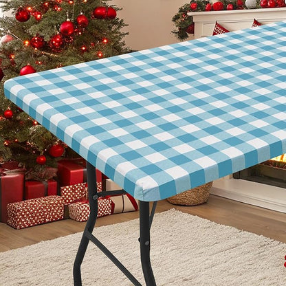 Smiry Rectangle Picnic Table Cloth, Elastic Waterproof Fitted Vinyl Tablecloths by Smiry