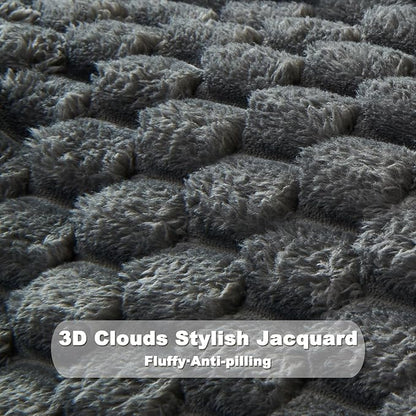 NEWCOSPLAY Super Soft Twin Blanket Grey Premium Silky Flannel Fleece 3D Clouds - Image 7