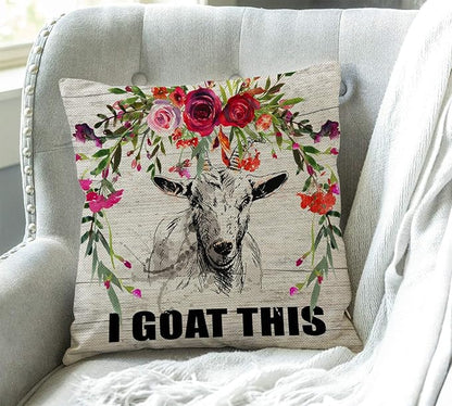 Swono Goat Throw Pillow Cover I Goat This Farmhouse Cushion Case - Image 3